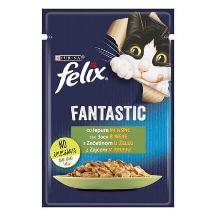 PURINA® FELIX® Fantastic, със заешко месо в желе, мокра храна за котки