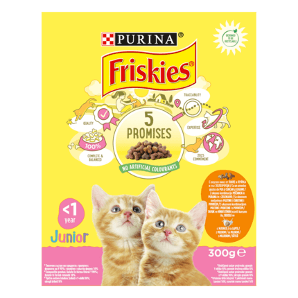 PURINA®FRISKIES®  за  малки котенца с Пиле и Пуйка ,суха храна, 300g
