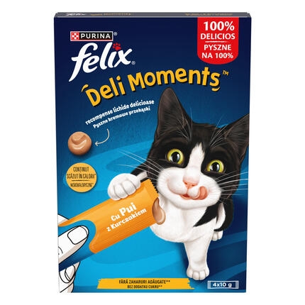 FELIX® Deli Moments™ вкусно, течно лакомство за котки с Пиле 4x10g сашета