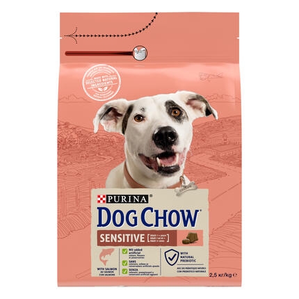 PURINA® DOG CHOW® Sensitive Adult Пълноценна храна за кучета в зряла възраст с Чуствителна Кожа, Козина и Проблемно Храносмил