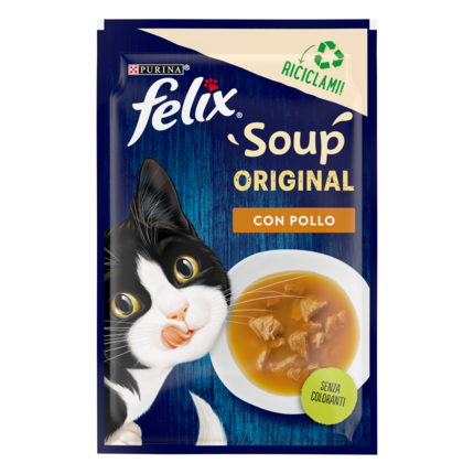 FELIX® Soup Original с пиле – Допълваща храна за котки в зряла възраст 