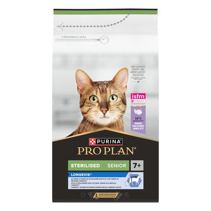 PURINA® PRO PLAN® CAT STERILISED Senior, храна за възрастни кастрирани котки 7+, с високо съдържание на пуйка, 1.5kg