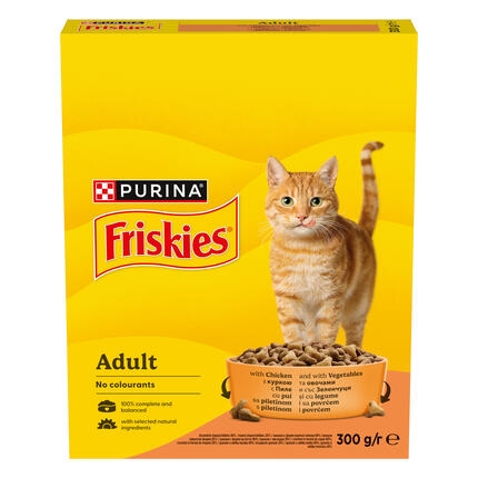 FRISKIES® за котки в зряла възраст, Пиле и Зеленчуци, суха храна, 300g