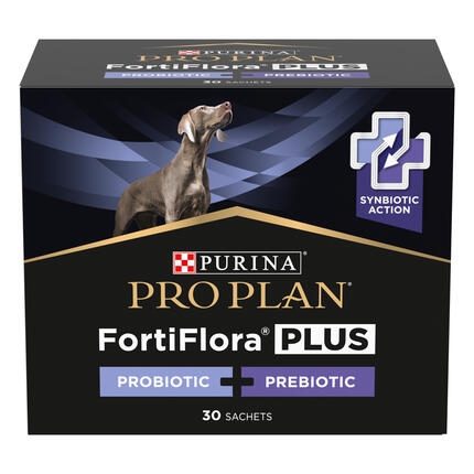 PURINA® PRO PLAN® FortiFlora® PLUS PROBIOTIC + PREBIOTIC, Допълваща храна за кучета и малки кученца, 30x2g