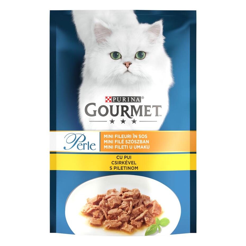 PURINA® GOURMET™ PERLE, с пилешко месо в сос, мокра храна за котки