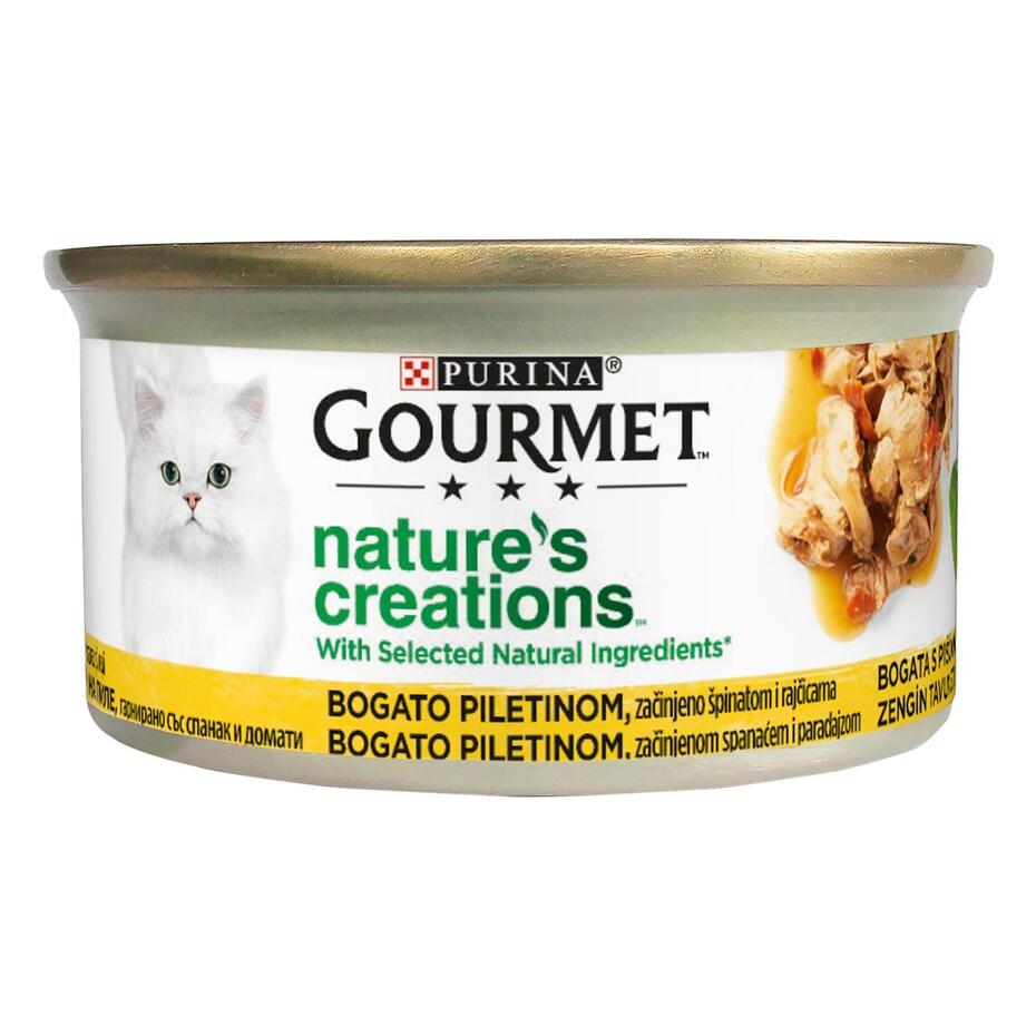 PURINA® GOURMET™ Nature's Creations, с пилешко месо, спанак и домати
