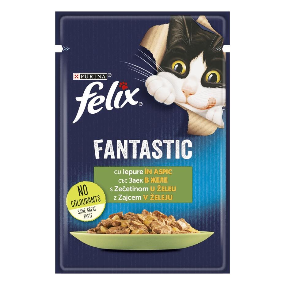 PURINA® FELIX® Fantastic, със заешко месо в желе, мокра храна за котки