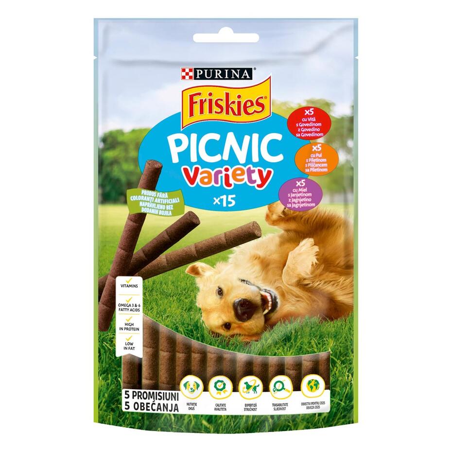 PURINA® FRISKIES® Picnic Variety с говеждо месо, пилешко месо, агнешко месо, награди за кучета