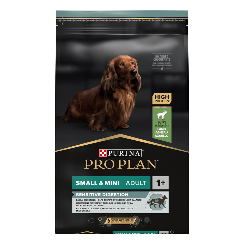 PURINA® PRO PLAN® Dog Small&Mini Sensitive Digestion, за кучета в зряла възраст от малки и дребни породи, суха храна, с висок