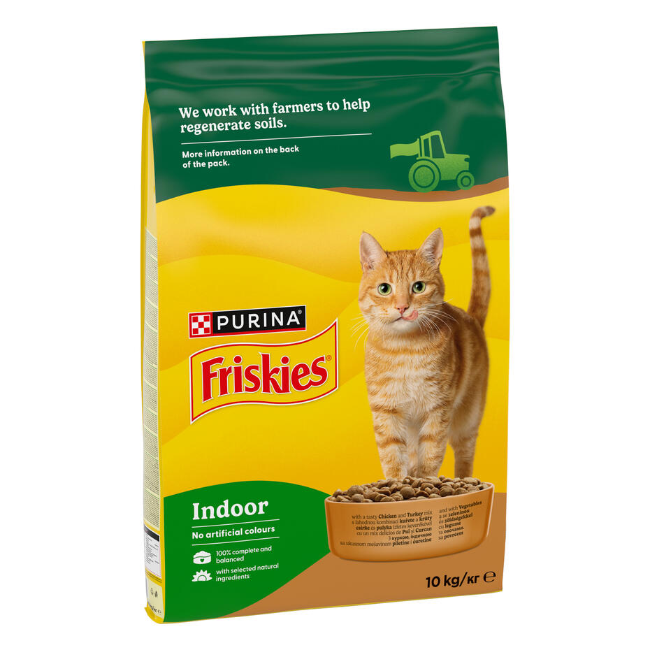 Purina Friskies® Indoor с вкусен микс от пиле, пуйка и зеленчуци 10kg