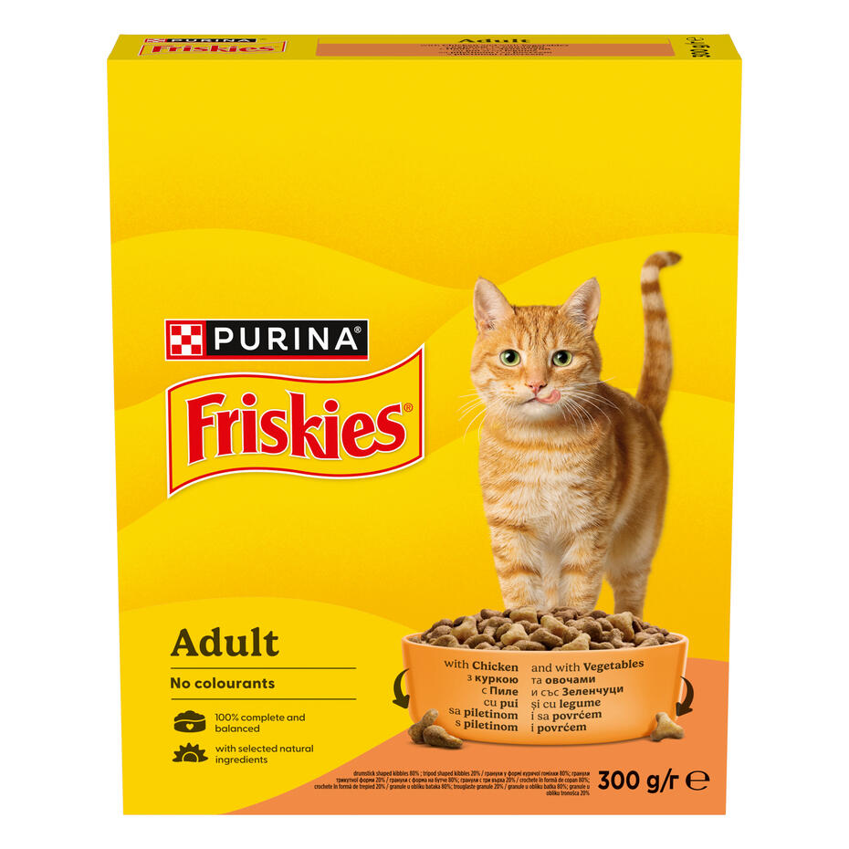 Purina Friskies® Суха храна за котки в зряла възраст с пиле и зеленчуци 300 g