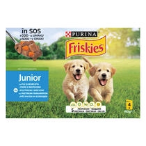 PURINA®FRISKIES® Junior, с пилешко месо и моркови в сос, мокра храна за кучета