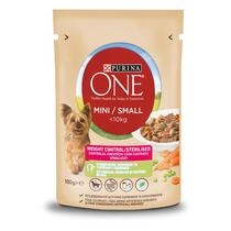 PURINA ONE MINI контрол на теглото, пуешко месо и ориз, мокра храна за кучета