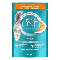 7613036936811 PURINA ONE ADULT, с пилешко месо и зелен фасул, мини филета в сос, мокра храна за котки