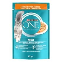 7613036936811 PURINA ONE ADULT, с пилешко месо и зелен фасул, мини филета в сос, мокра храна за котки