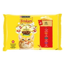 PURINA®FRISKIES® Adult, с пилешко /говеждо/агнешко/патешко месо в сос, мокра храна за котки