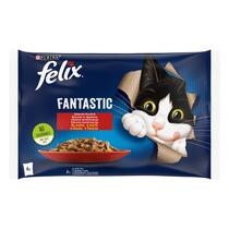 PURINA® FELIX® Fantastic с говеждо и пилешко месо в желе, смесен пакет, мокра храна за котки