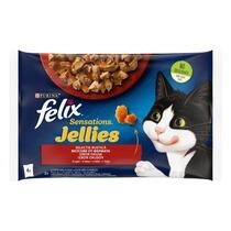 PURINA® FELIX® Sensations, с говеждо месо с домати/пилешко месо с морков в желе, мокра храна за котки