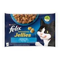 PURINA® FELIX® Sensations, със сьомга със скариди/пъстърва със спанак в желе, мокра храна за котки