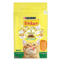 PURINA®FRISKIES®  INDOOR за котки в зряла възраст, Пиле и Зеленчуци, суха храна, 10kg