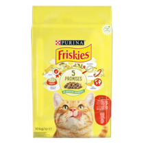 PURINA®FRISKIES® за котки в зряла възраст, Говеждо, Пиле и Зеленчуци, суха храна, 10kg