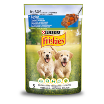 PURINA®FRISKIES® за малки кученца, Пиле и Морков ,Пауч, 100g