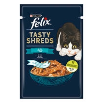 PURINA® FELIX® Tasty Shreds с риба тон в сос, мокра храна за котки, 80 g