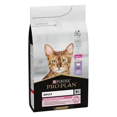 PURINA ® PRO PLAN ® Adult 1+ DELICATE DIGESTION, богата на пуешко месо, суха храна за котки