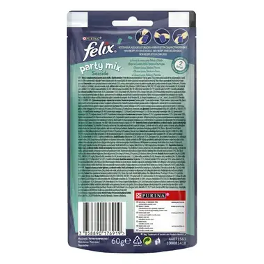 PURINA® FELIX® PARTY MIX Ocean Mix със сьомга, риба Pollock, пъстърва, награди за котки