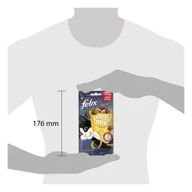 PURINA® FELIX® PARTY MIX Original Mix с пилешко месо, черен дроб, пуешко месо, награди за котки