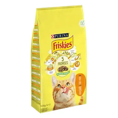 PURINA®FRISKIES® Adult, с пилешко месо и зеленчуци, суха храна за котки