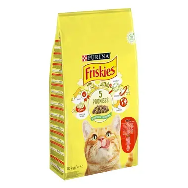 PURINA®FRISKIES® Adult, с говеждо месо, пилешко месо и зеленчуци, суха храна за котки