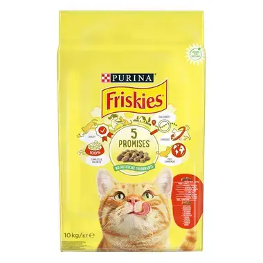 PURINA®FRISKIES® Adult, с говеждо месо, пилешко месо и зеленчуци, суха храна за котки