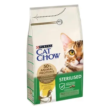 PURINA CAT CHOW Sterilised, с пилешко месо, суха храна за котки