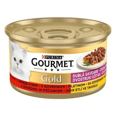 PURINA® GOURMET® GOLD Duo, с говеждо и пилешко месо, мокра храна за котки