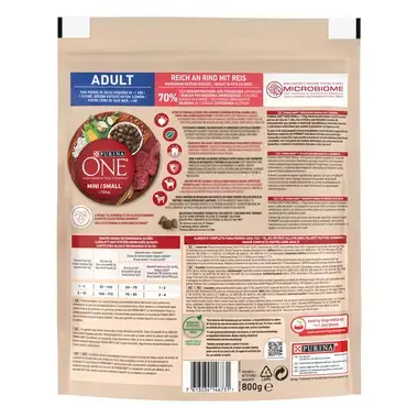PURINA ONE MINI Adult, с говеждо месо и ориз, суха храна за кучета