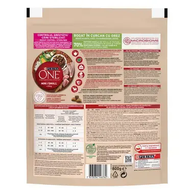 7613034146762 PURINA ONE MINI контрол на теглото, с пуешко месо и ориз, суха храна за кучета