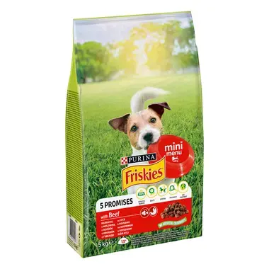 PURINA® FRISKIES® Adult Мини меню, с говеждо месо, суха храна за кучета