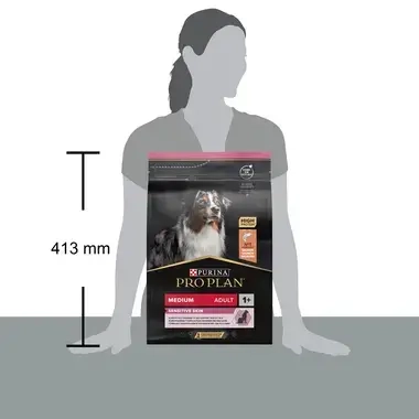 PURINA® PRO PLAN® ADULT Sensitive Skin, суха храна за средни на ръст кучета, богата на сьомга