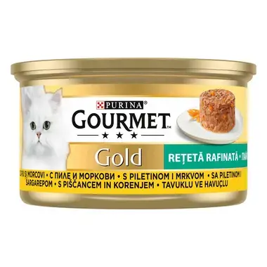 PURINA® GOURMET® GOLD Изискани рецепти, с пилешко месо с морков, мокра храна за котки