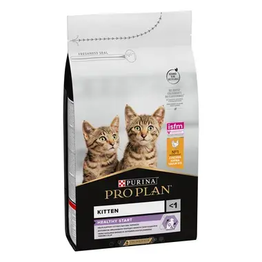 PURINA® PRO PLAN® Kitten HEALTHY START, богата на пилешко месо, суха храна за котета 1-12 месеца