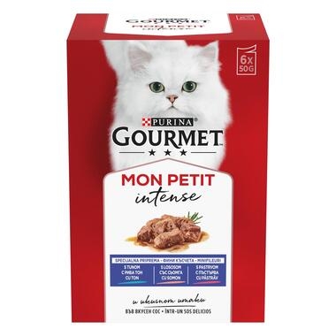 GOURMET MON PETIT със сьомга, тон, пъстърва в сос, мокра храна за котки