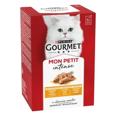 GOURMET MON PETIT с пилешко месо, патешко месо, пуешко месо в сос, мокра храна за котки