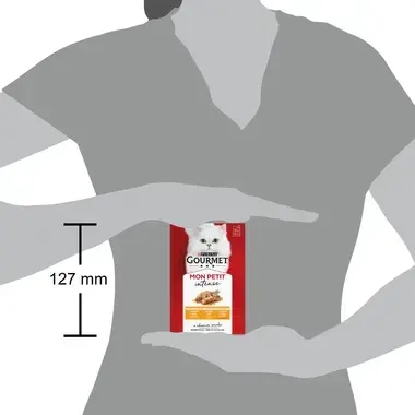 GOURMET MON PETIT с пилешко месо, патешко месо, пуешко месо в сос, мокра храна за котки