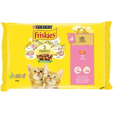 PURINA®FRISKIES® Junior, с пилешко месо сос, мокра храна за котки