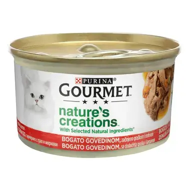 PURINA® GOURMET® Nature's Creations, с говеждо месо, грахс морков, мокра храна за котки