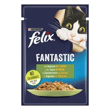 PURINA® FELIX® Fantastic, със заешко месо в желе, мокра храна за котки