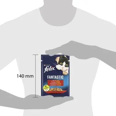 PURINA® FELIX® Fantastic, с говеждо месо в желе, мокра храна за котки