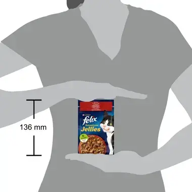 PURINA® FELIX® Sensations, с говеждо месо с домати в желе, мокра храна за котки