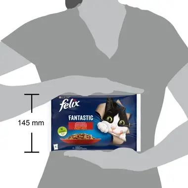 PURINA® FELIX® Fantastic с говеждо и пилешко месо в желе, смесен пакет, мокра храна за котки